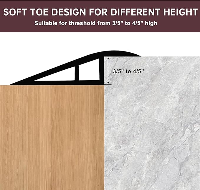 Vinyl Door Threshold Flooring Transition Strip Self Adhesive Carpet Edging Strip for Laminate Doorway Edge Threshold from 3/5" to 4/5" (Black Walnut Wood Grain, 3.3 Ft)