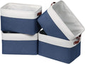 Univivi 4PC Large Storage Baskets Foldable Fabric Storage Bins for Closet Shelf for Organizing Blue Storage Baskets with Handles|Hard Bottom (15”X10.5”X9.5”)