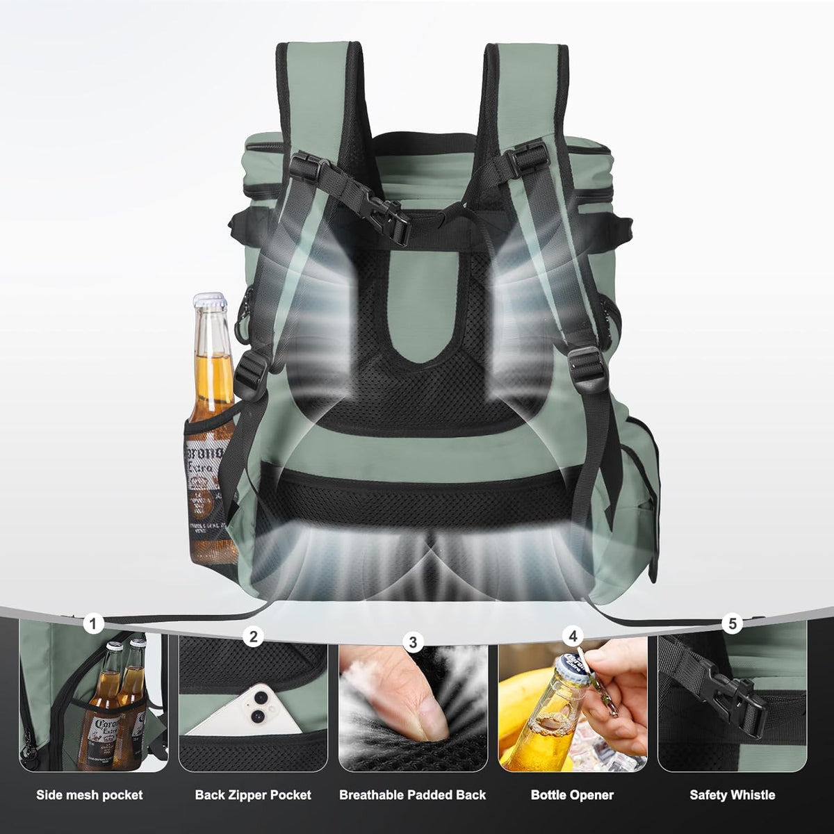 Beach Cooler Backpack for Men 36cans Insulated Backpack Cooler Lunch Bag for Women Camping Hiking Picnic Travel for 18 Hours Cooling 30L
