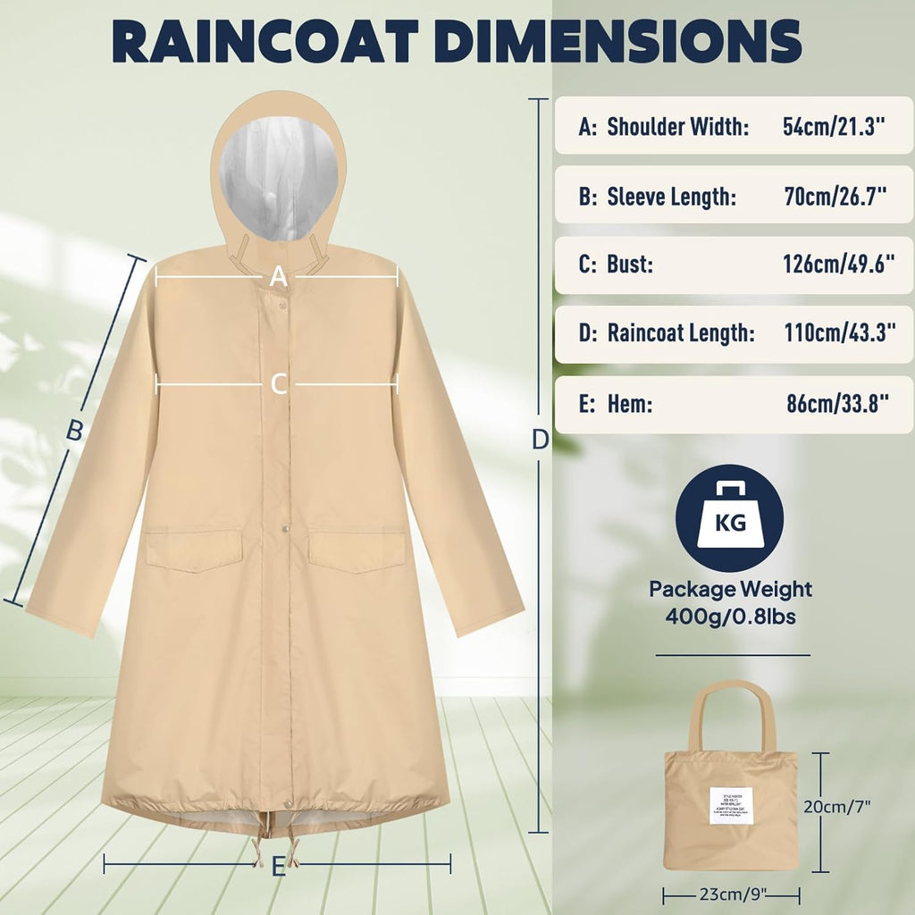 ANYOO Waterproof Rain Poncho Lightweight Reusable Hiking Hooded Coat Jacket for Outdoor Activities