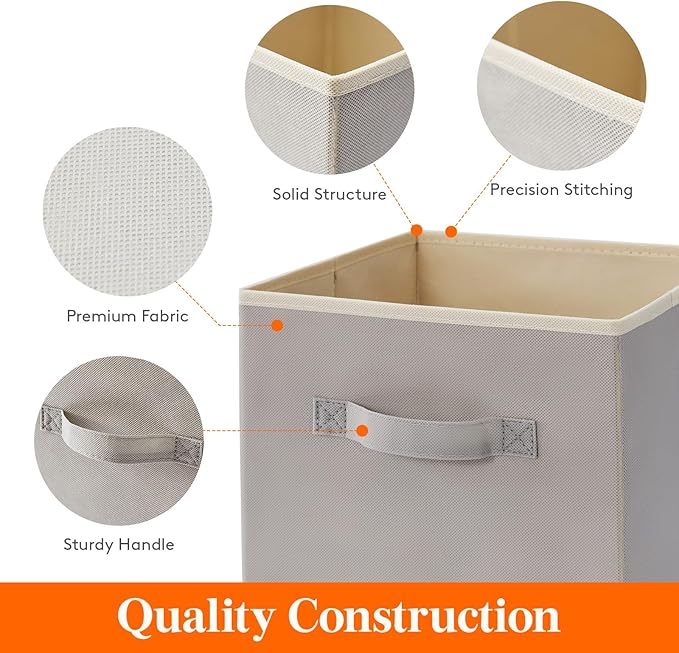 Lifewit 13 Inch Storage Cubes, 10 Packs Cube Storage Bins, Foldable Fabric Bins, Multi-color Organizers Decorative Organizing Baskets for Shelves for Closet, Utility Room, Storage Room, Light Gray