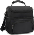 FlowFly Double Layer Cooler Insulated Lunch Bag Adult Lunch Box Large Tote Bag for Men, Women, With Adjustable Strap,Front Pocket and Dual Large Mesh Side Pockets
