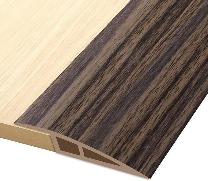 Vinyl Door Threshold Flooring Transition Strip Self Adhesive Carpet Edging Strip for Laminate Doorway Edge Threshold from 1/5" to 2/5" (Grayish Brown Wood Grain, 3.3 Ft)