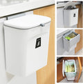 Tiyafuro 2.4 Gallon Kitchen Compost Bin for Counter Top or Under Sink, Hanging Small Trash Can with Lid for Cupboard/Bathroom/Bedroom/Office/Camping, Mountable Indoor Compost Bucket, White