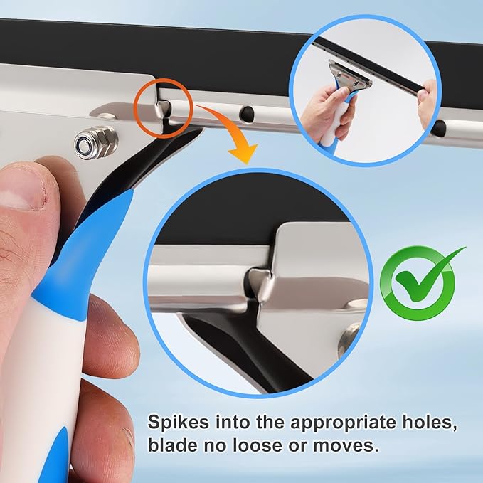 Professional Window Cleaning Kit 10IN, All-in-one Windows Cleaner Tool with Silicone Rubber Squeegee, Microfiber Scrubber & Cloth, Household Cleaning Supplies, Streak-Free Results