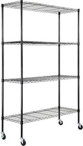 VEVOR Storage Shelving Unit, 4-Tier Adjustable Storage Shelves, 48" L x 18" W x 74" H Garage Storage Shelves, Metal Shelves with Wheels for Kitchen Pantry Basement Bathroom Laundry