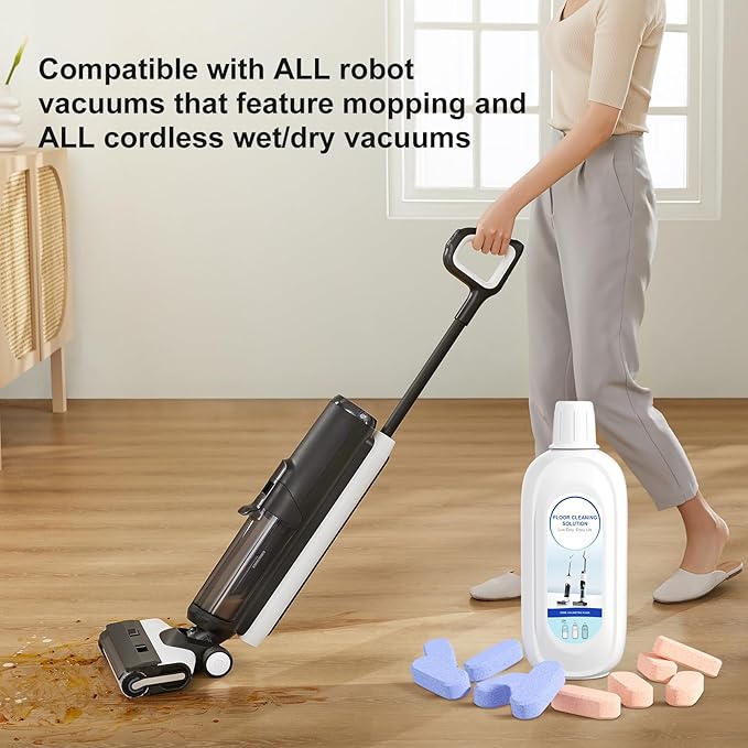 10 Bottles Compatible with Tineco Cleaning Solution Pet 500ml Per Bottle Lavender Scents Floor Cleaner Compatible with All Robot Vacuums with Mopping and Cordless Wet/Dry Vacuum (Lavender)