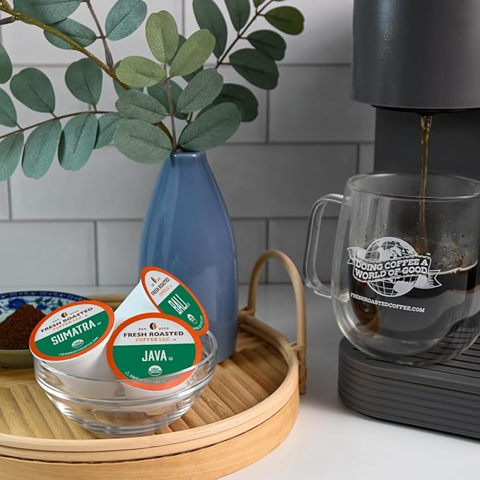 Fresh Roasted Coffee, USDA Organic Variety Pack | 96 Pods for K Cup Brewers