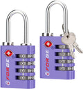 Forge Dual-Opening: Key or Combination Access Lock, TSA Approved Locks for Luggage, Pelican case, Travel, Gym, School, Stainless Steel Shackle. (Purple, 2 Pk)