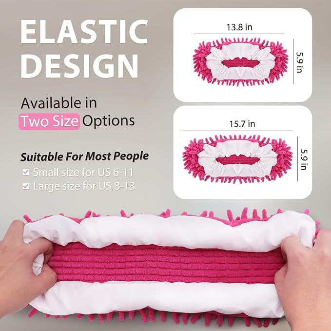 8 Pcs Mop Slippers Socks Floor Cleaning,Microfiber Shoe Covers dust Washable Reusable for Woman Man House Kitchen (Rose)