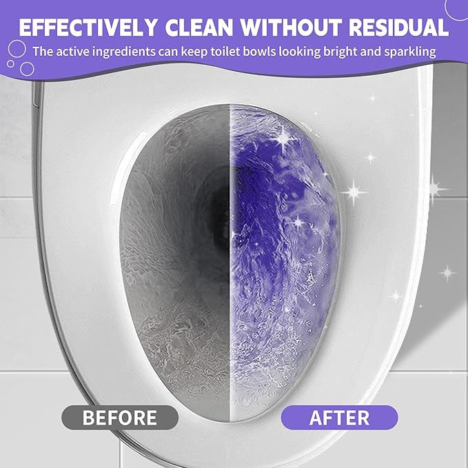Toilet Bowl Cleaner Tablets, Automatic Toilet Bowl Cleaners, Long-Lasting Toilet Tabs Drop in Tank for Deodorizing & Descaling, Purple, 12 Packs