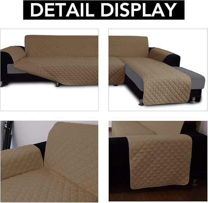 Easy-Going Sofa Slipcover L Shape Sofa Cover Sectional Couch Cover Chaise Lounge Slip Cover Reversible Sofa Cover Furniture Protector Cover for Pets Kids Children Dog (Large,Camel/Camel)
