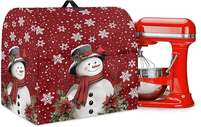 Stand Mixer Cover Dust Covers for 4.5qt-5qt Stand Mixer Protector Compatible with 4.5-5 Quart Kitchen Aid Mixer Christmas Xmas Snowman Snowflake Print