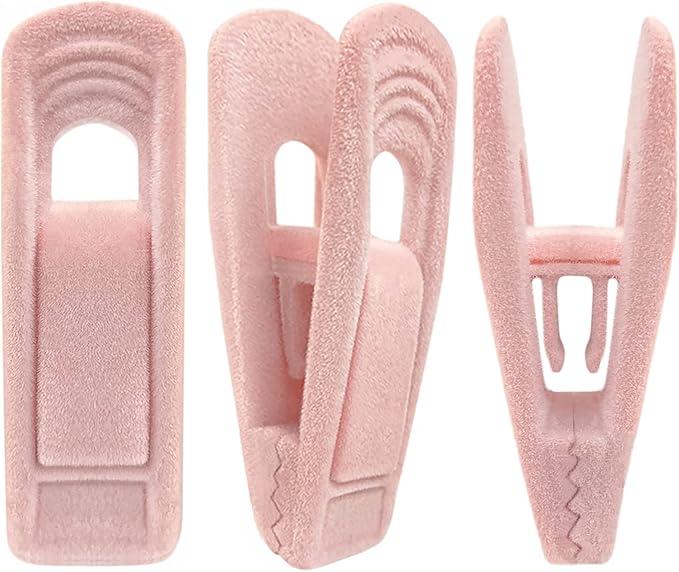 Light Pink Velvet Hanger Clips (60-Pack), Non-Slip Strong Hanger Clips for Velvet, Pants, Skirts & Thin Clothes