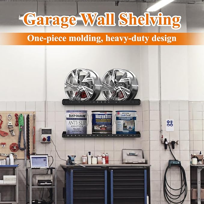 PEKGRIL 2 Pack Garage Wall Shelf, 1X2 Ft Heavy Duty Garage Shelving, Wall Mounted Storage Shelves for Laundry Room, Closet, Holds Up to 150 Lbs