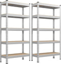 SONGMICS 5-Tier Storage Shelves, Load 2310 lb, Set of 2 Garage Storage, Boltless Assembly, Adjustable Shelving Unit, 11.8 x 29.5 x 59.1 Inches, for Study Shed Basement, Silver UGLR300E02