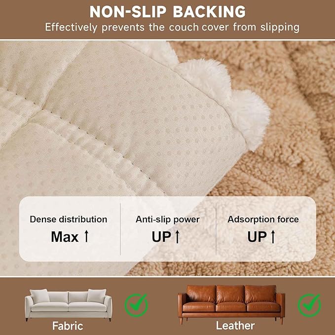 OTOB Couch Cover for Dogs Washable Pet Friendly, Non Slip Plush Funny Fuzzy Loveseat Sofa Cushion Slipcovers, All Seasons Geometric Jacquard Soft & Cozy Pet Bed Mat Protector (Coffee, 27.6" x 47.2")