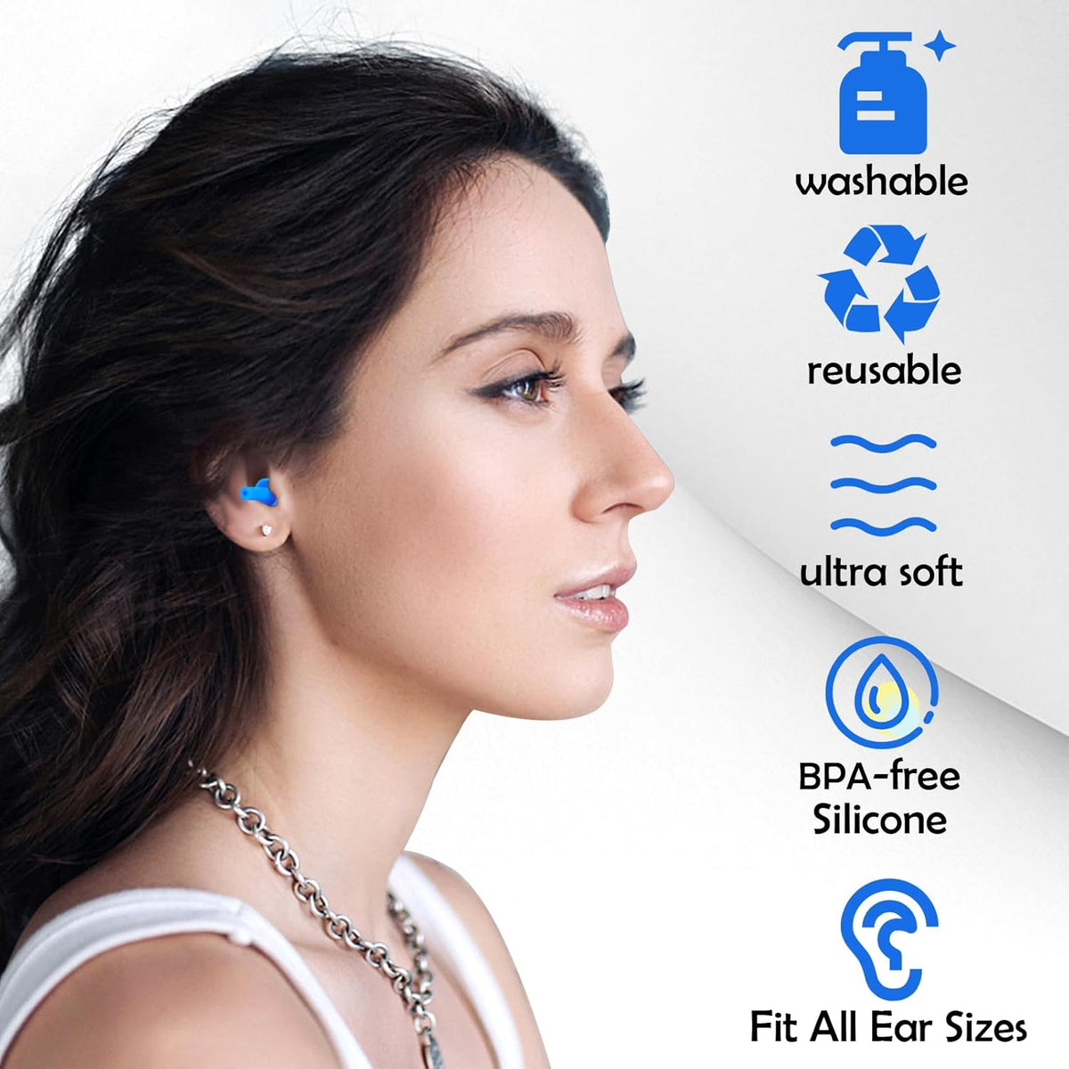 200 Pairs Ear Plugs for Sleeping Noise Cancelling, Reusable Silicone Sound Blocking Earplugs, Waterproof Noise Reduction Ear Plugs for Shooting, Swimming, Concerts, Snoring