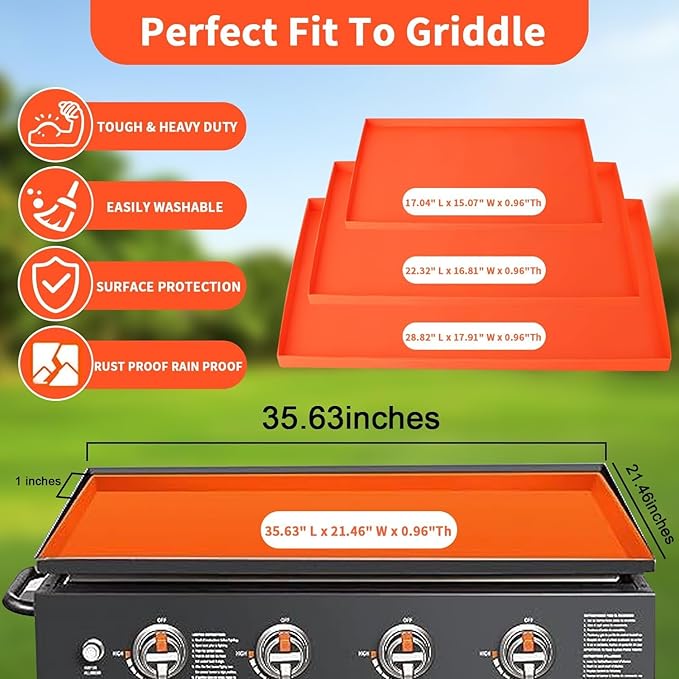 Karrong 36"" Silicone Griddle Cover for Blackstone, Large Grill Mat BBQ Grill for Blackstone Kitchen Cooking & Countertop Griddle Accessories, Protects Griddle from Rodents, Insects, Dirt