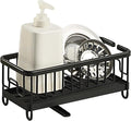SunnyPoint Never Rust Aluminum Utensil, Sink Cleaning Tools Holder for Kitchen Sink with Drain Board; Dish Wand, Sponge, Soap Dispenser, Utensil Organizer Caddy (BLK)