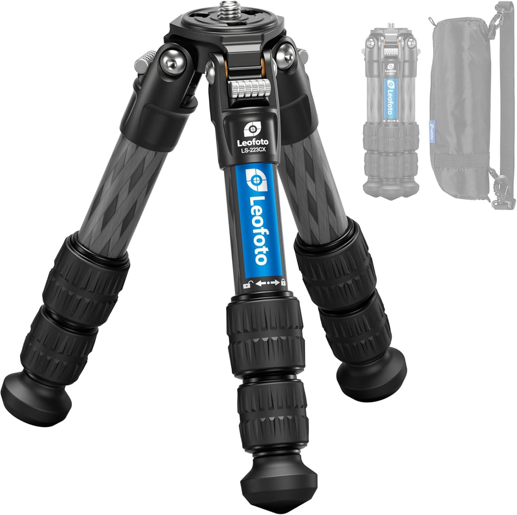 Travel Camera Carbon Fiber Mini Table Tripod, 14.5" Lightweight Desktop Tripod for DSLR Camera Video Camcorder Webcam, Max Load 22lb（LS-223CX）