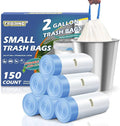 150 Count 2 Gallon Trash Bags Drawstring - 0.96 Mil Small Garbage Bags Unscented,Heavy Duty Trash Can Liners,7.5 Liter Wastebasket Bags for Home Bathroom Office Bulk