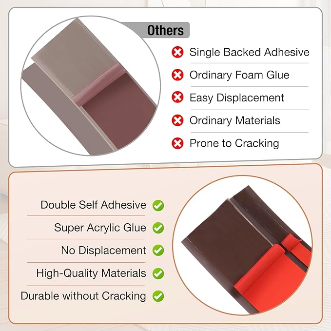 Floor Transition Strip Self Adhesive Vinyl Door Threshold for Doorways Carpet Edging Trim Overlap Edge Reducer for Laminate Floor, Carpet, Tile (Deep Brown Wood Grain, 3/5" to 4/5", 10Ft)