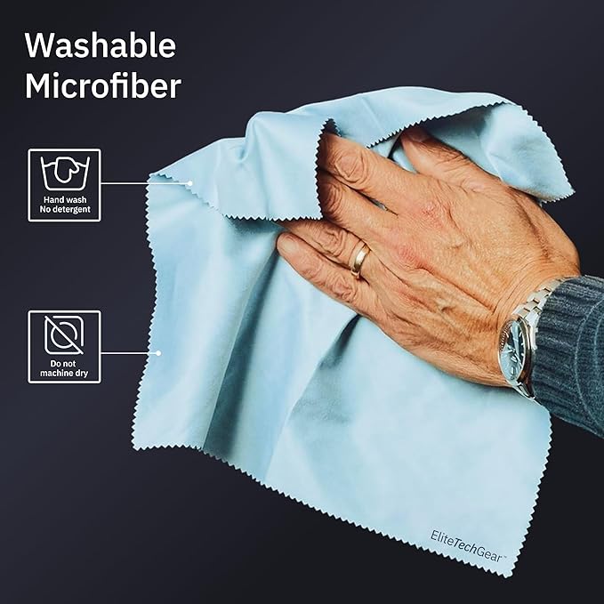 Elite Screens Microfiber Cleaning Cloths 6-Pack - 6×7 in & 12×12 in, Light Blue - Screen & Lens Cleaning Cloths for Eyeglasses & Electronics