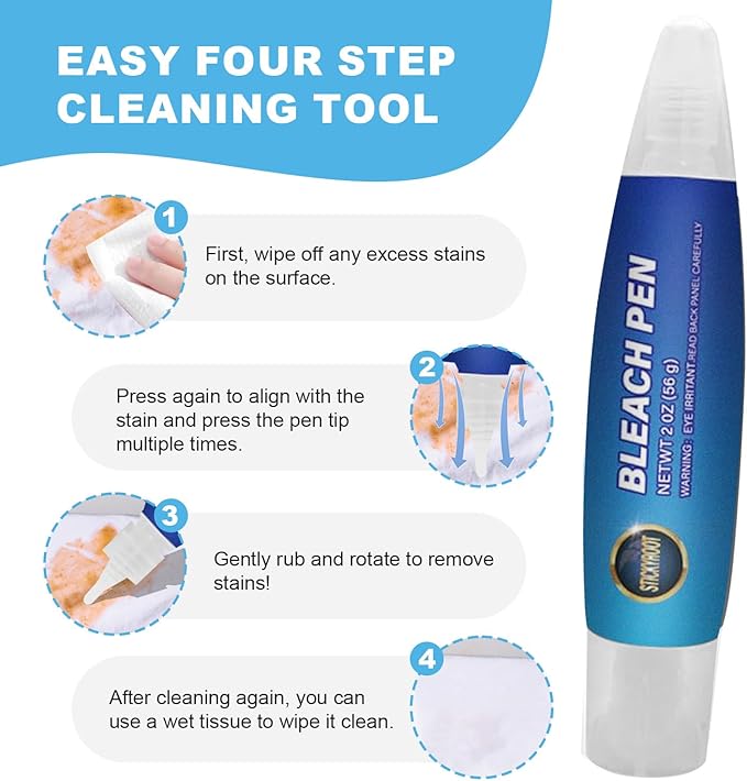 Bleach Pen Gel,Bleach Pen for Clothing,Stain Remover Pen,Travel Size Toiletries,Travel Essentials,Travel Accessories,Lnstantly Remove Stains