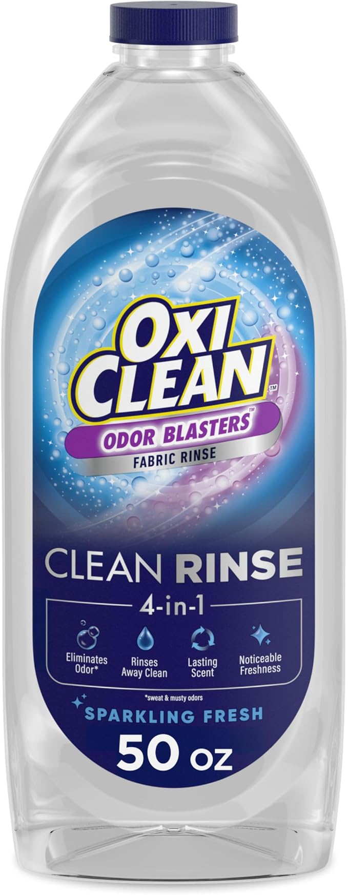 OxiClean Odor Blasters Fabric Rinse, 4-in-1 Clean Rinse Formula, Laundry Additive and Odor Eliminator for Sweat and Musty Odors, Sparkling Fresh Scent, 50 fl oz