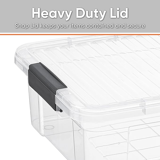 Superio Clear Storage Boxes with Lids, 16 Quart Plastic Container Bins for Organizing, Stackable Crates, BPA Free, Non Toxic, Odor Free, Organizers for Home, Office, School, and Dorm