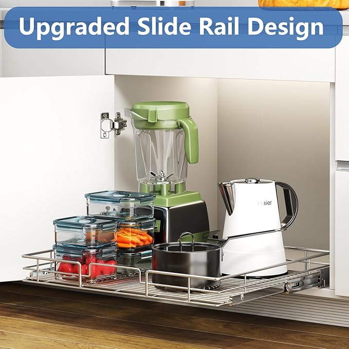 ROOMTEC Pull Out Cabinet Organizer, Cabinet Pull Out Shelves 30" W x 21½" D, Heavy Duty Cabinet Drawers Slide Out Kitchen Cabinet Organizers Storage Shelf