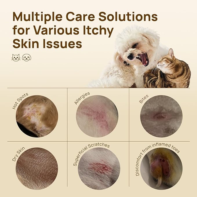 HICC PET Itch Relief Wipes for Dogs & Cats, Rapidly Relieves Itching, Soothes Hot Spots and Skin Irritations, Hypoallergenic Hot Spot Treatment Cleaning Wipes, Alleviate Dry Itchy Skin - 100 Count
