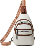 Sling Bag for Women Crossbody Bags Fanny Pack Sling Purse Backpack Vegan Leather Shoulder Bag Travel Anti Theft Beige