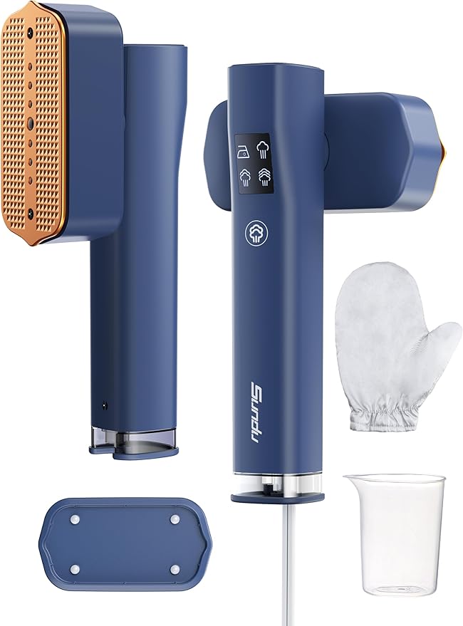 Steamer for Clothes, Sundu Portable 2-in-1 Steamer & Iron, 15s Heat-up, 100ml Tank, Ironing Gloves, 20 Min Steam, Wrinkle Remover, Garment Steamer for Travel & Home(Blue)