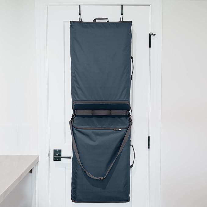 CleverMade Convertible Laundry Hamper Bag - Ocean Dark Charcoal holds 43L / 40 lbs 2 Compartments - Storage with Handles for Home Organization