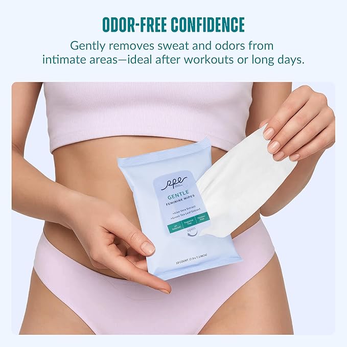 Large Feminine Wipes for Women, pH Balanced Soft Gentle Soothing Unscented Flushable Personal Hygiene Wipes for Intimate Period Care Portable to Go Sensitive Sanitary Wipes Travel (10ct, Pack of 4)