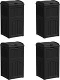 YESHOMY 4 Pack Outdoor Trash Can with Lid, Garbage Bins for Garden, Porch, Home and Kitchen, Black