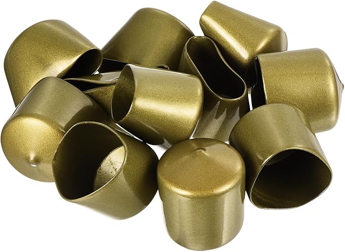 uxcell 20pcs Rubber End Caps 34mm ID Vinyl Round Tube Bolt Cap Cover Thread Protectors Gold