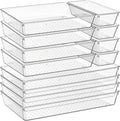 Criusia 12 Pack Large Clear Plastic Drawer Organizer Trays | MULTI-USE Acrylic Drawer Storage for Kitchen, Bathroom, Makeup, Office, School, Undies | College Dorm Room, Home Apartment Essentials