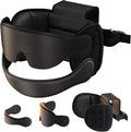 Travel Pillow Combo with Chin Strap, Airplane Pillows with 3D Eye Mask for Sleeping, 360° Support Plane Head Strap for All Plane Seats, Long Flights Essentials, Stop Bobblehead, Black