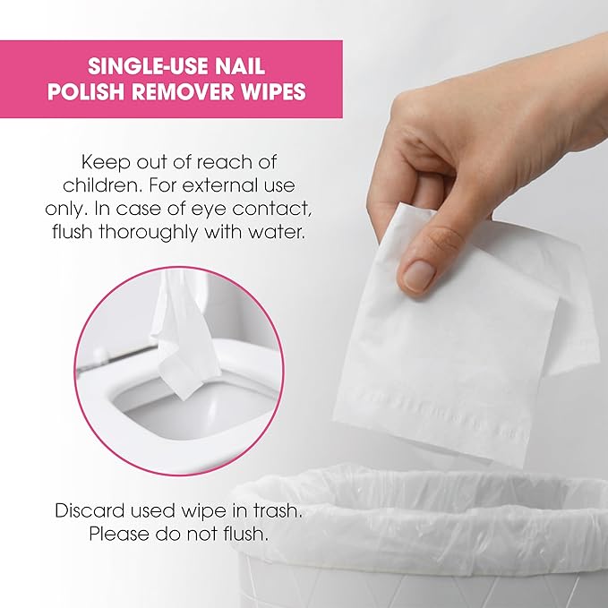 Diamond Wipes Nail Polish Remover Wipes with Aloe Vera, Acetone Nail Polish Remover Pads, 50 Individually Wrapped Nail Polish Wipes
