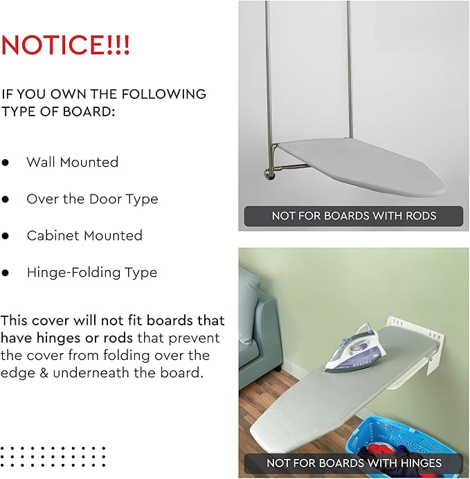 Encasa XO Ironing Board Cover and Pad - Thick 4mm Felt, Heat & Scorch-Resistant, Fits Wide Boards 49"x18", Elastic Bungee Cord Tightening, Easy Fit, Stain-Safe Dye, Multistripe