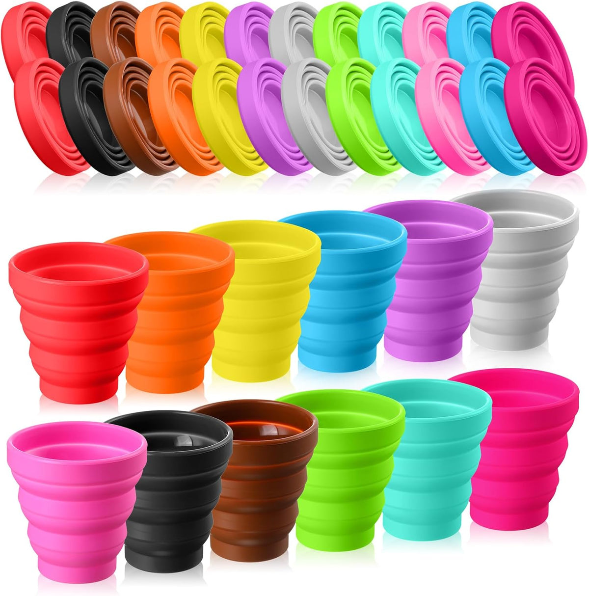 Umigy Silicone Collapsible Cup Without Lids Travel Portable Foldable Cup Colorful Reusable Collapsible Shot Cup Expandable Drinking Cup for Kids Traveling Outdoor Hiking, 12 Colors