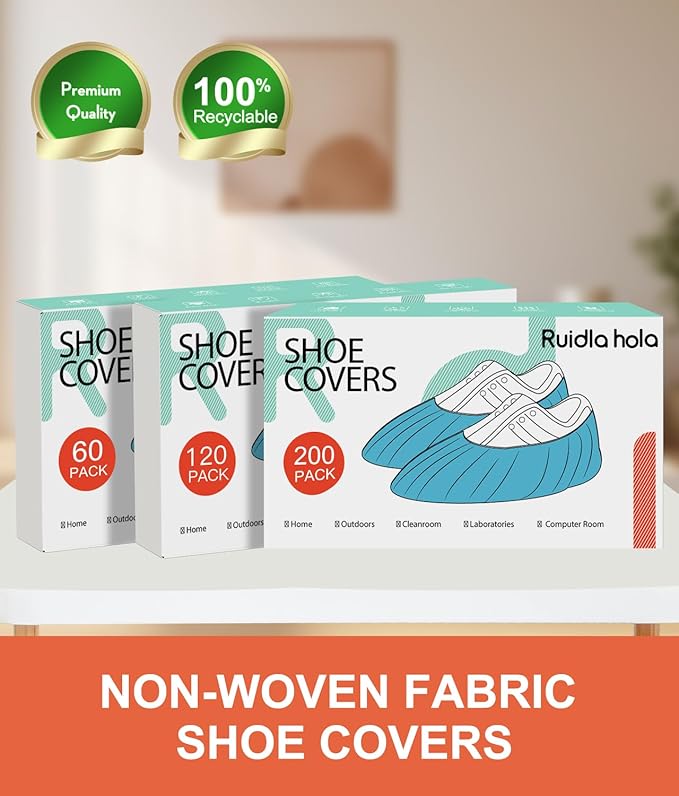 Shoe Covers Disposable 120 Pack, Non-Woven Booties for Shoes Covers,Durable Non Slip Shoe Protectors for Indoors, Breathable & Stretchable Fit for Most Sizes –Protector for Home, Real Estate, Work