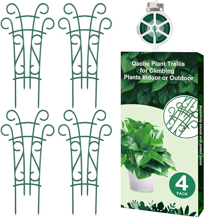 Plant Trellis for Potted Plants 4 Pack Stackable Indoor Outdoor Climbing