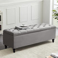 Storage Ottoman 50.2 Inches Upholstered Fabric Bench，Button Tufted for Living Room，Bedroom End of Bed Bench Withstands 303lbs (Grey)