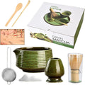 Matcha Whisk Set,(8Pcs) Includes Ceramic Matcha Bowl, Whisk, Holder, Scoop and Spoon, Rest, Sifter, Tea Towel,Traditional Tea Ceremony Set Gift
