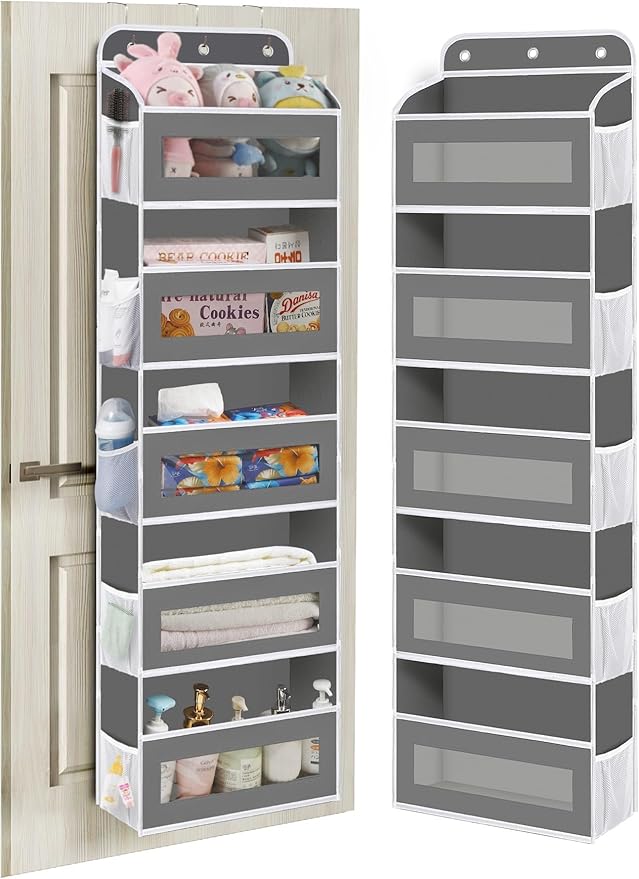 Over The Door Organizer, 5 Shelves Closet Door Hanging Storage and Organizer with 10 Mesh Pockets, Nursery Closet Organizer, Baby Essentials, Stuffed Animal Storage
