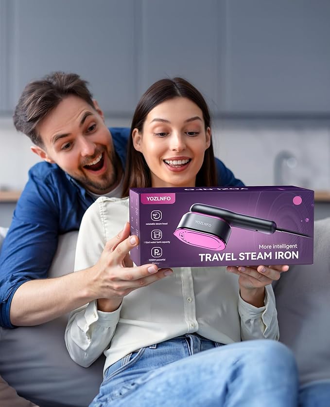 Travel Steamer for Clothes Portable: 2-in-1 Mini Handheld Garment Steamer Iron - 15s Heat Up & 5 Adjustable Steam - Large Ceramic Panel - 110-120V